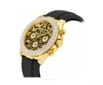 Rolex Tiger Eyes Golden With Black Strap Quartz - Rolex First Copy Watches