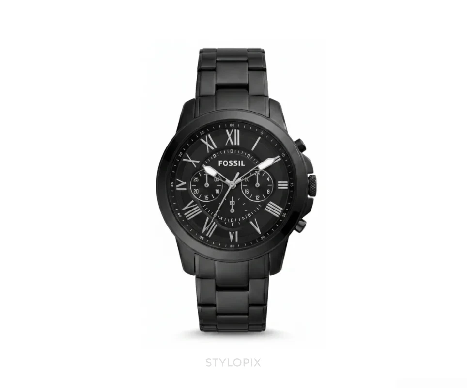 Fossil Chronograph Heavy Black Grey Metal Strap Quartz - Fossil First Copy Watches