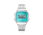 Casio Blue Dial With Silver Metal Strap Quartz - Casio First Copy Watches