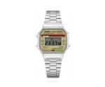 Casio Silver Yellow Dial Metal Strap Quartz - Casio First Copy Watches