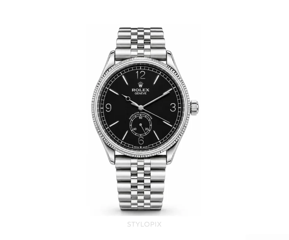 Rolex Geneve Black Silver Quartz Movement - Rolex First Copy Watches