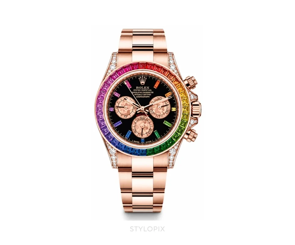 Rolex Rainbow Rose Gold Quartz Movement - Rolex First Copy Watches