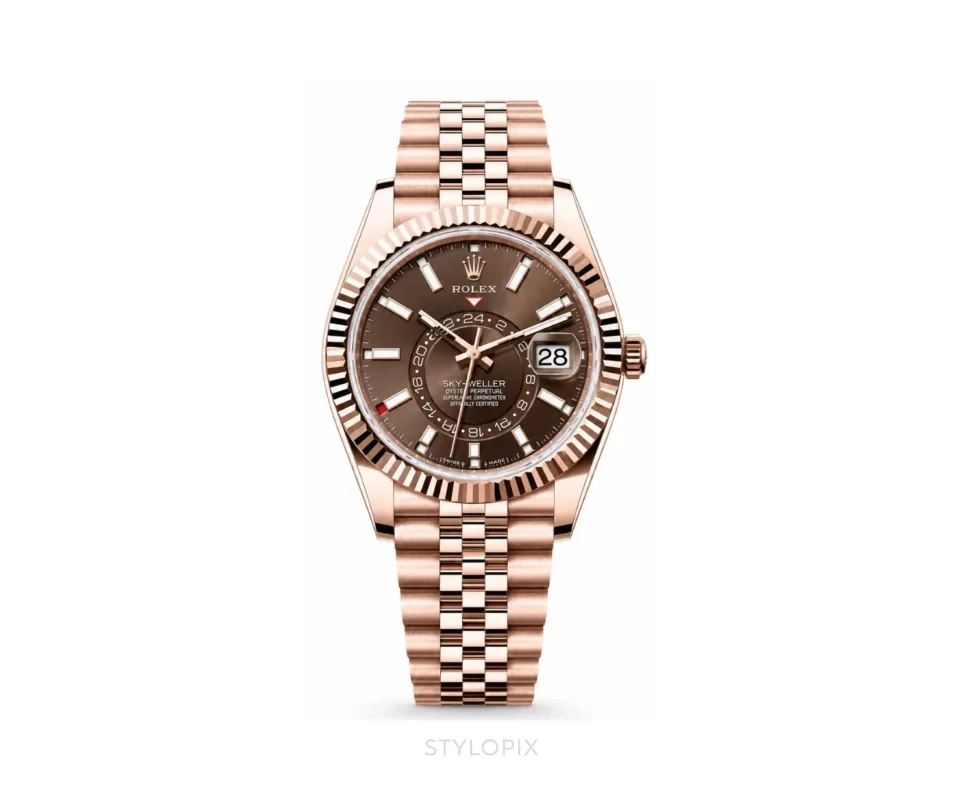 Rolex Sky Dweller Brown Dial With Rose Gold Chain Automatic - Rolex First Copy Watches