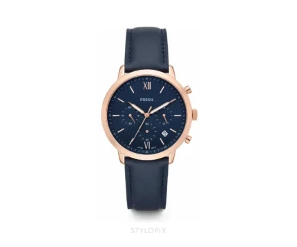 Fossil 12hr Dial With Blue Leather Strap Quartz - Fossil First Copy Watches