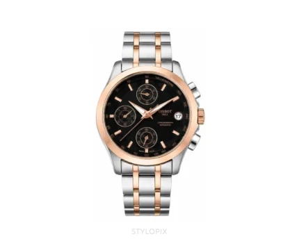 Tissot Chronograph Silver Case With Black And Copper Bezel Quartz - Tissot First Copy Watches