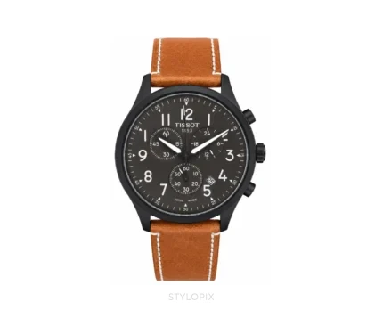 Tissot Black Dial With Leather Brown Quartz - Tissot First Copy Watches