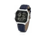 Casio Luminous Digital Silver Dial And Blue Leather Strap Quartz - Casio First Copy Watches