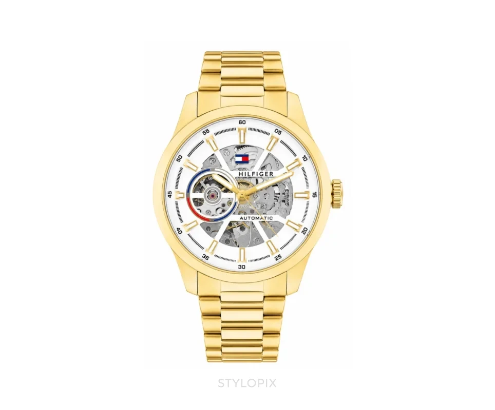 Tommy Hilfiger Gold Metal Strap Skeleton-Automatic - Tommy Hilfiger First Copy Watches