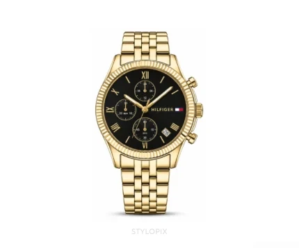 Tommy Hilfiger Chronograph Black Dial With Gold Metal Strap 36mm Quartz - Tommy Hilfiger First Copy Watches