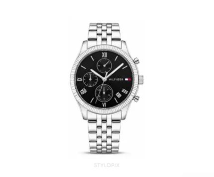 Tommy Hilfiger Chronograph With Black Dial And Silver Metal Strap 36mm Quartz - Tommy Hilfiger First Copy Watches