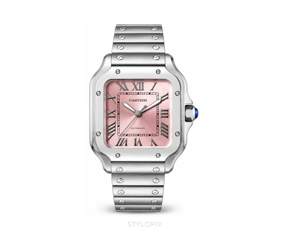 Cartier Santos 37mm Silver Pink Automatic - Cartier First Copy Watches