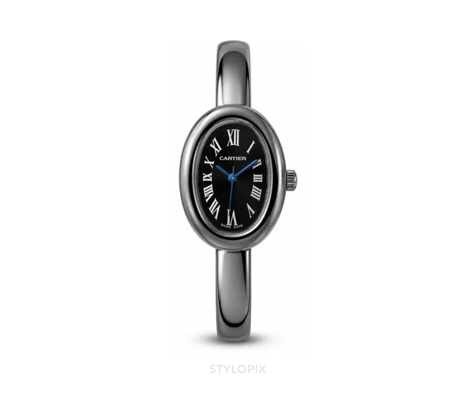 Cartier Black Metal Strap With Black Dial Quartz - Cartier First Copy Watches