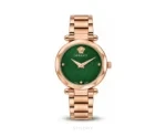 Versace Green Dial With Rose Gold Metal Strap Quartz - Versace First Copy Watches