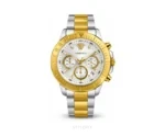 Versace White & Gold Dial Chrono Graph Double Tone Metal Strap Quartz - Versace First Copy Watches
