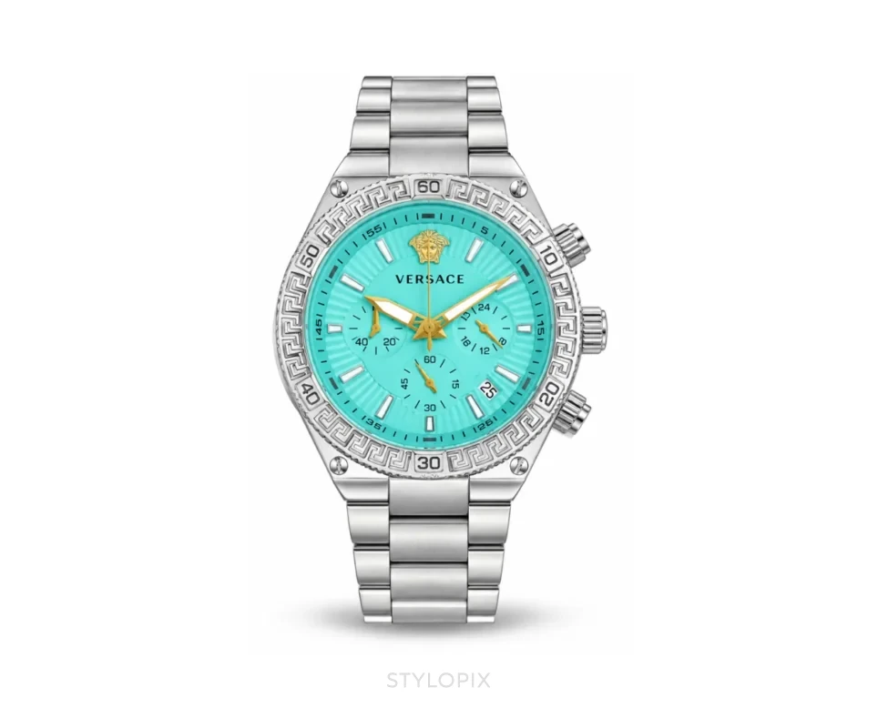 Versace Tiffany Dial With Silver Metal Strap Quartz - Versace First Copy Watches
