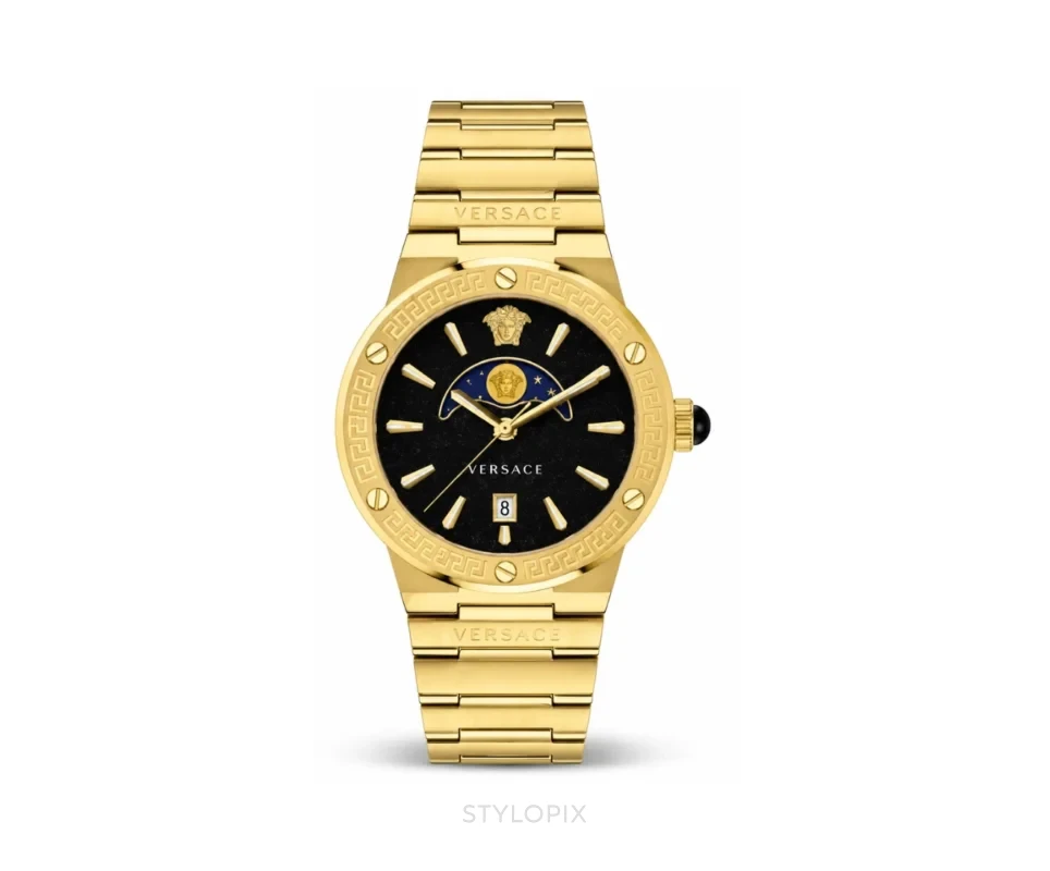 Versace Greca Logo Moon Phase Gold Authentic Store Quality - Versace First Copy Watches