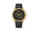 Armani Exchange With Chronograph Black Golden Dial Quartz - Armani Exchange First Copy Watches