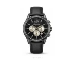 Armani Exchange With Chronograph Black Leather Strap Quartz - Armani Exchange First Copy Watches