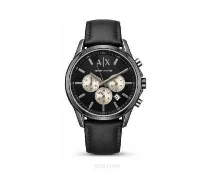 Armani Exchange With Chronograph Black Leather Strap Quartz - Armani Exchange First Copy Watches