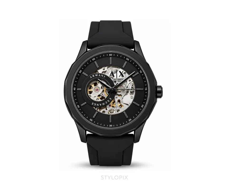 Armani Exchange Open Heart Full Black Skeleton Automatic - Armani Exchange First Copy Watches