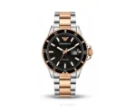Emporio Armani Black Dial With Double Tone Metal Strap-Quartz - Emporio Armani First Copy Watches