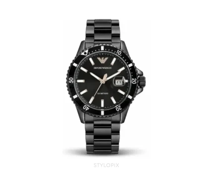 Emporio Armani Full Black Metal Strap Quartz - Emporio Armani First Copy Watches