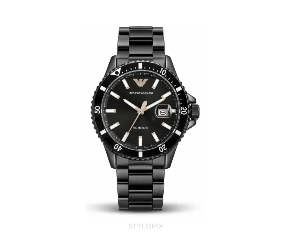 Emporio Armani Full Black Metal Strap Quartz - Emporio Armani First Copy Watches