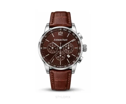 Audemars Piguet With Choronograph Brown Leather Strap Automatic - Audemars Piguet First Copy Watches