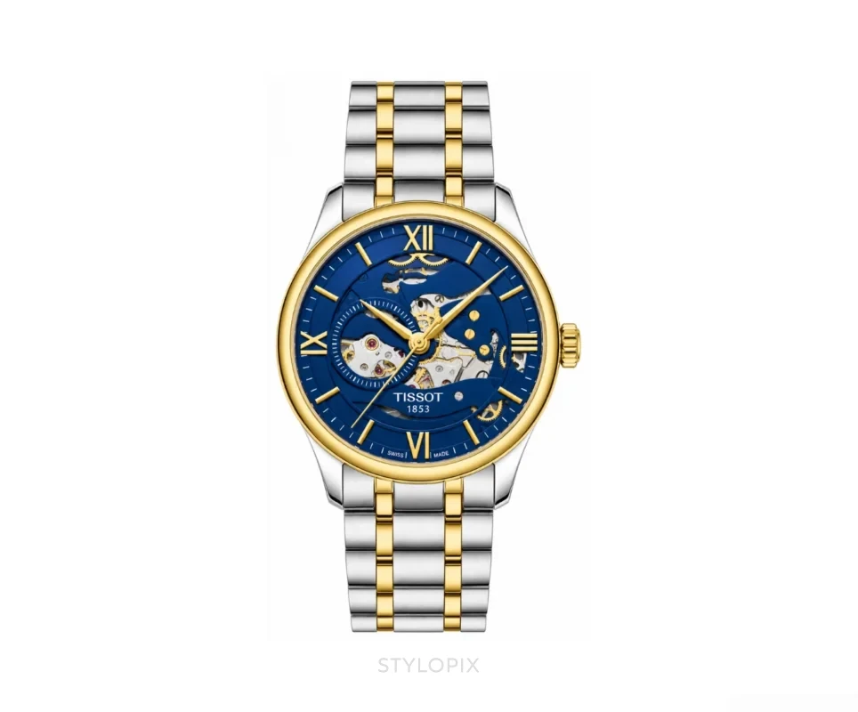 Tissot Open Heart Blue Gold Dial Automatic Skeleton - Tissot First Copy Watches