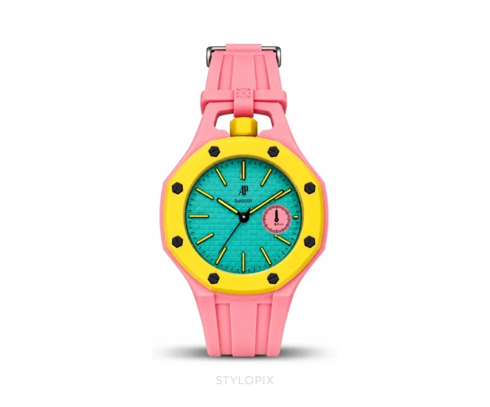 Audemars Piguet Royal Pop Edition X Swatch With Strap Pink Green Quartz - Audemars Piguet First Copy Watches