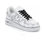 Nike Air Force One White Graphics With Black Laces Customized Unisex - Nike First Copy Shoes