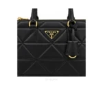 Prada Black Symbol Leather Tote Bag With Original Dust Cover & Carry Backpack - First Copy Tote Bag