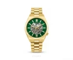 Citizen Open Heart With Green Dial And Golden Metal Strap Skeleton Automatic - Citizen First Copy Watches
