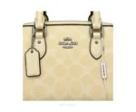 Coach Rowan Satchel Bag Signature Coated Canvas Light Yellow Leather With Original Box & Dust Cover - Coach First Copy Bags