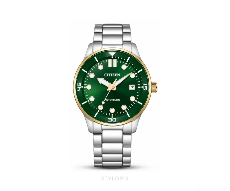 Citizen Dual Green Dial With Silver Metal Strap Quartz - Citizen First Copy Watches