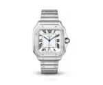 Cartier Santos Silver White 35mm Metal Strap Automatic - Cartier First Copy Watches