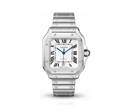 Cartier Santos Silver White 35mm Metal Strap Automatic - Cartier First Copy Watches