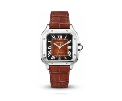 Cartier Santos Rusty Brown Leather Strap Automatic - Cartier First Copy Watches