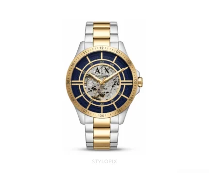 Armani Exchange Open Heart Black Gold Dial Skeleton Automatic - Armani Exchange First Copy Watches