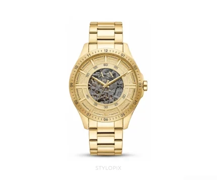 Armani Exchange Open Heart Gold Dial Skeleton Automatic - Armani Exchange First Copy Watches