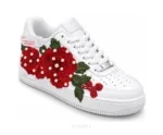 Nike Air Force One Red Rose And Green Flowers Customized Unisex - Nike First Copy Shoes