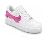 Nike Air Force One Pink Tick With White Customized Unisex - Nike First Copy Shoes