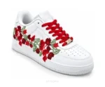 Nike Air Force One Small Red Rose And Green Flowers Customized Unisex - Nike First Copy Shoes