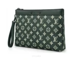 Louis Vuitton Pochette To Go Monogram Leather Dark Green Clutch Bag With Original Box & Dust Cover Pochette - First Copy Pouch Bag