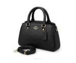Coach Savannah Carryall Signature Satchel Bag Black Leather Bag 2506 All Black With Original Box & Dust Cover - Coach First Copy Bags