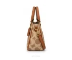 Coach Savannah Carryall Signature Apricot Satchel Bag Brown Leather Bag With Original Box, Dust Cover & Carry Bag - Coach First Copy Bags