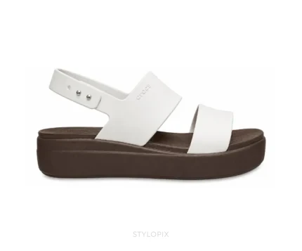 Crocs Sandals Heels White & Brown Crocs - First Copy Crocs
