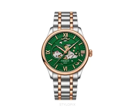 Tissot Open Heart Green dial With Rose Gold Automatic Skeleton - Tissot First Copy Watches