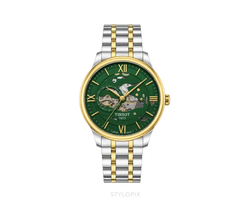 Tissot Open Heart Green Dial With Gold Automatic-Skeleton - Tissot First Copy Watches