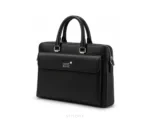 Montblanc Urban Collection Black Leather Full Black with Signature Emblem & Dust Cover Business Bags - First Copy Laptop Bag